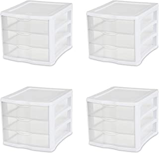 Sterilite Drawer Wide Cart with See-Through Drawers for Storage